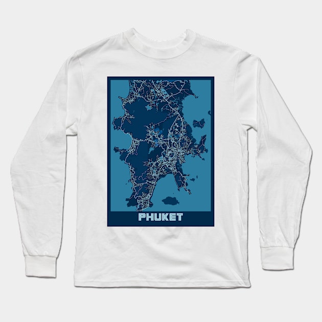 Phuket - Thailand Peace City Map Long Sleeve T-Shirt by tienstencil